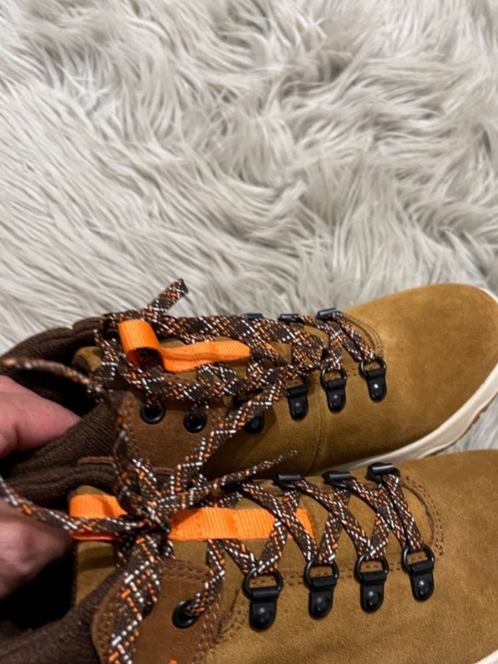 L.L. Bean Brown Suede Lace-Up Alpine Boots with Orange Accents - Picture 5 of 6